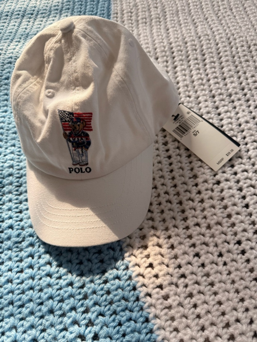 Polo by Ralph Lauren White American Flag Bear Baseball Cap
